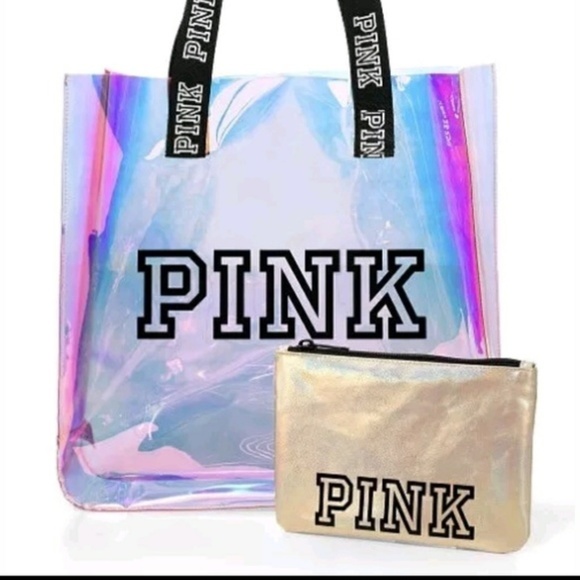Limited Edition New Victoria/'s Secret PINK Iridescent Shine Tote Bag